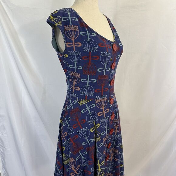 Effies Heart Dress SMALL Tulip Floral Fit Flare Pockets Retro - Picture 3 of 7